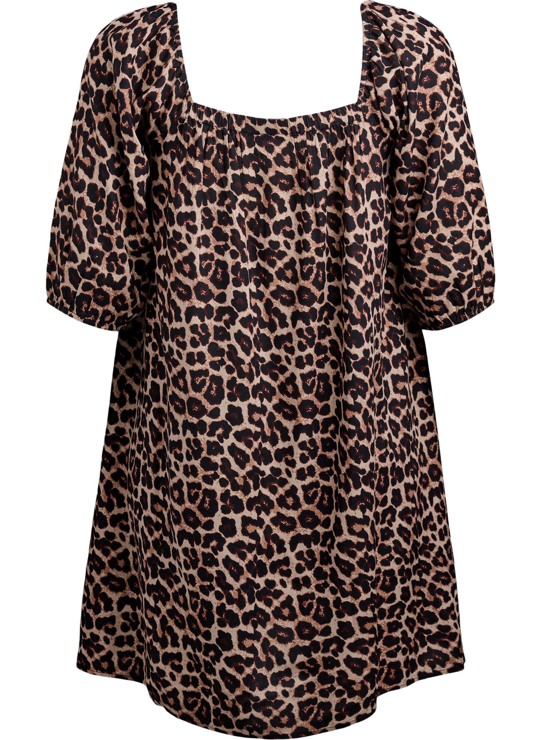 Zizzi Strandkjole i viskose med print, Beige, Packshot image number 1