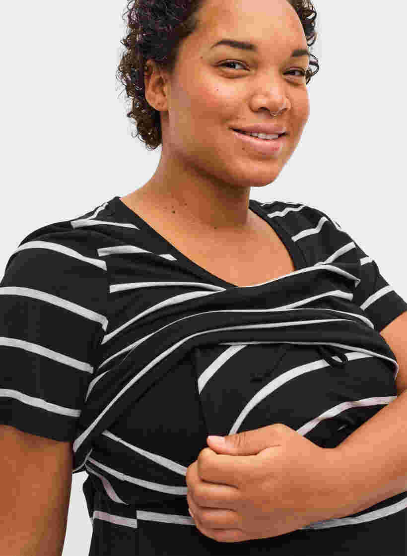 Stribet graviditets kjole i viskose, Black Grey Stripe, Model image number 2
