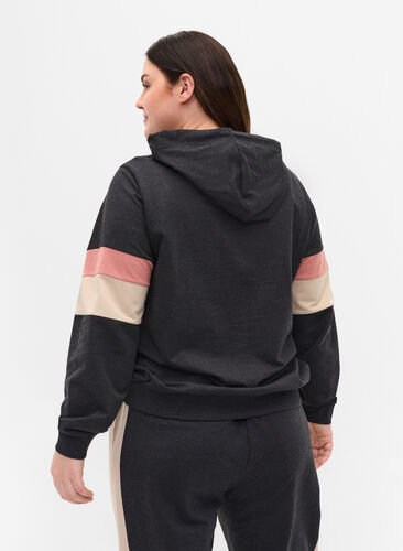 Sweatshirt med hætte og trackdetaljer, DGM/Rose, Model image number 1