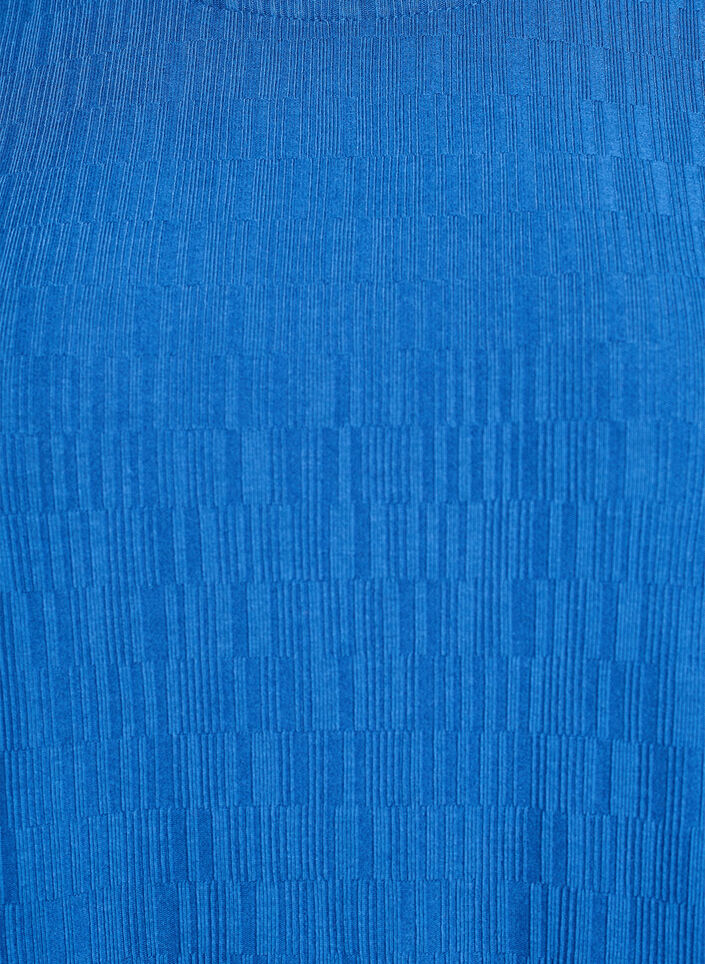 Bluse med struktur og 3/4 &aelig;rmer., Bl&aring;, Packshot image number 2
