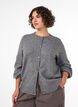 Cardigan i bl&oslash;d strik med guldfarvede knapper, Gr&aring;, Model image number 0