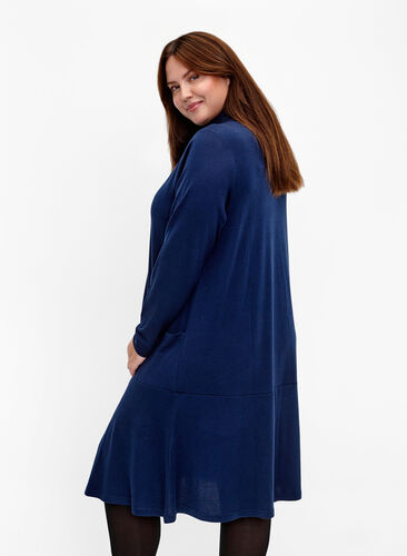 Jerseykjole med høj hals og lommer, Dress Blues Mel., Model image number 1