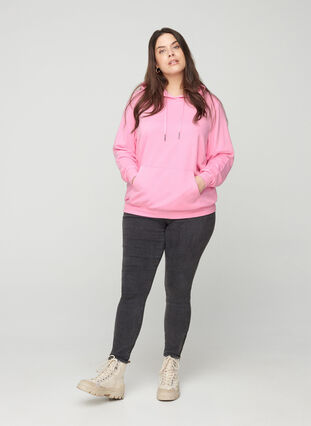 Sweatshirt med hætte og lomme, Prism Pink, Model image number 2