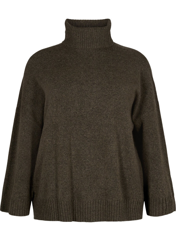 Strikbluse med rullekrave, Sea Turtle Mel., Packshot image number 0