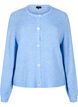 Strikcardigan med uld og knapper, Della R. Blue Mel., Packshot image number 0