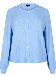 Strikcardigan med uld og knapper, Della R. Blue Mel.