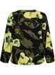 Blomstret bluse med b&aring;dudsk&aelig;ring og brede &aelig;rmer, Sort, Packshot image number 0