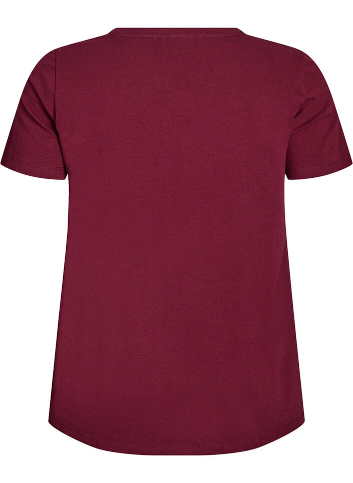 Ensfarvet basis t-shirt i bomuld, M&oslash;rk Bordeaux, Packshot image number 1