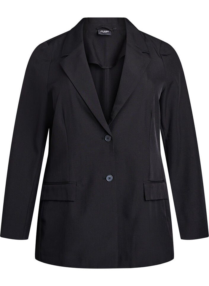 Blazer med lommer og slids, Sort, Packshot image number 0