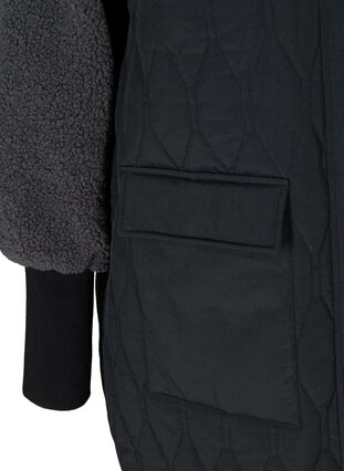 Quiltet jakke med teddy og lommer, Black Comb, Packshot image number 3