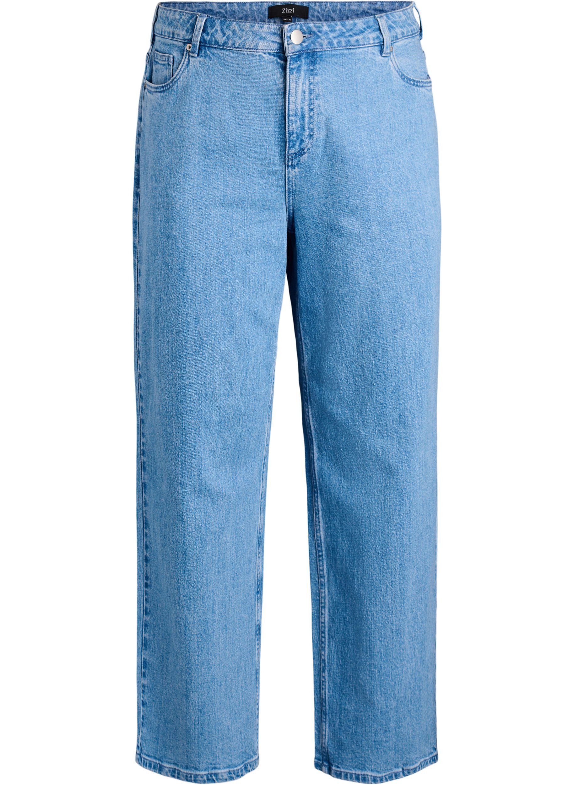 Wide leg jeans med h&oslash;j talje