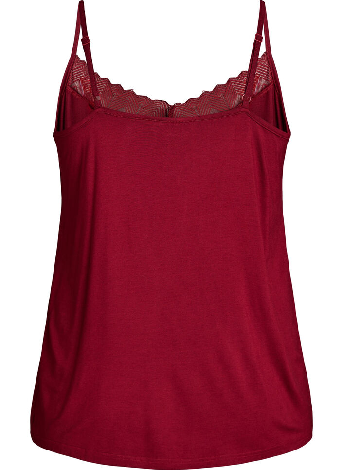 Top med blondedetalje og spaghettistropper, Brun, Packshot image number 1