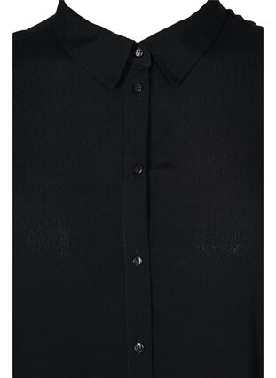 Langærmet viskose skjorte med flæsedetaljer, Black, Packshot image number 2