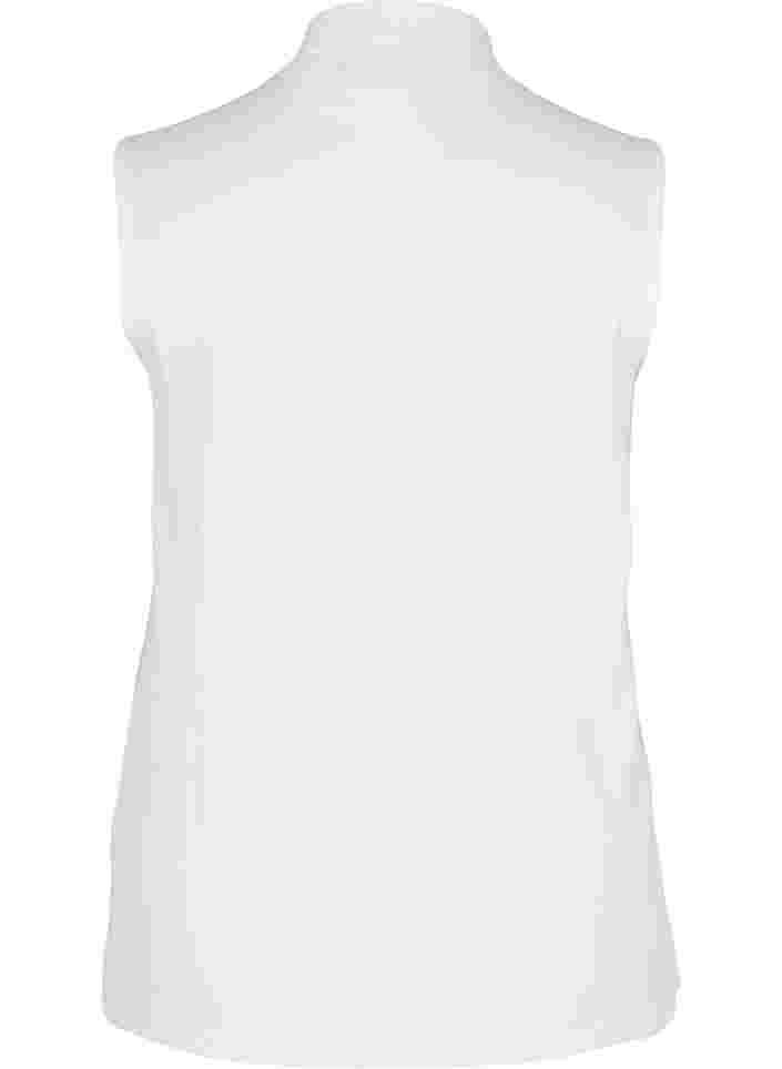 Højhalset bomulds top med ribstruktur, Bright White, Packshot image number 1