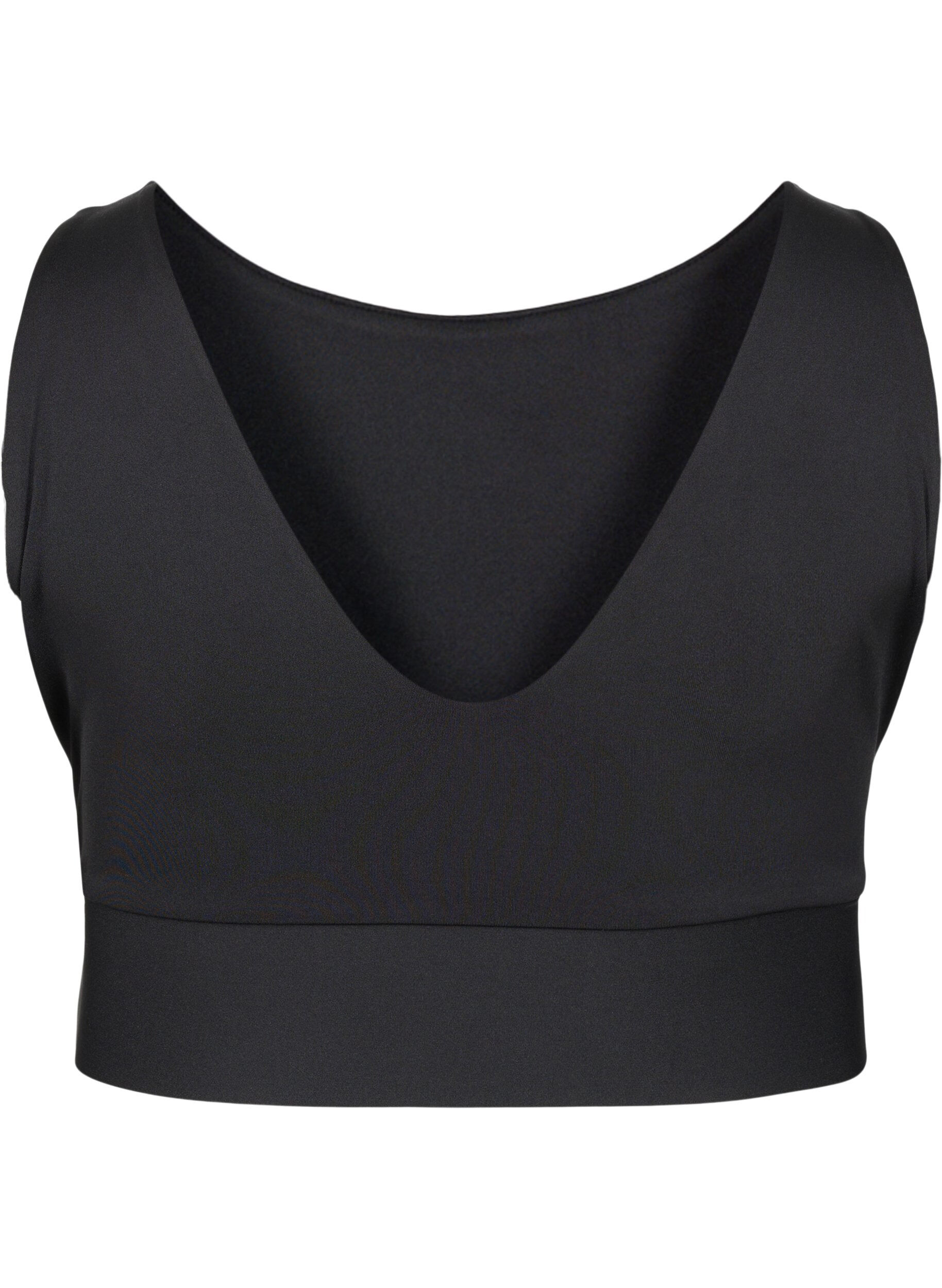 Zizzi CORE, MID SUPPORT SPORTS BRA - Sports bh med v-ryg, Black, Packshot image number 1