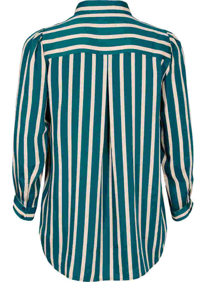 Stribet skjorte med lange ærmer, Green Stripe, Packshot image number 1