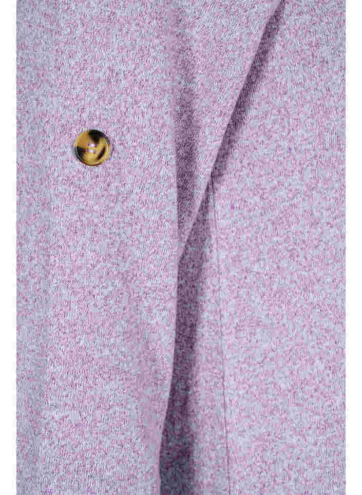 Bluse med knapper og 3/4 ærmer, Royal Lilac Melange, Packshot image number 3