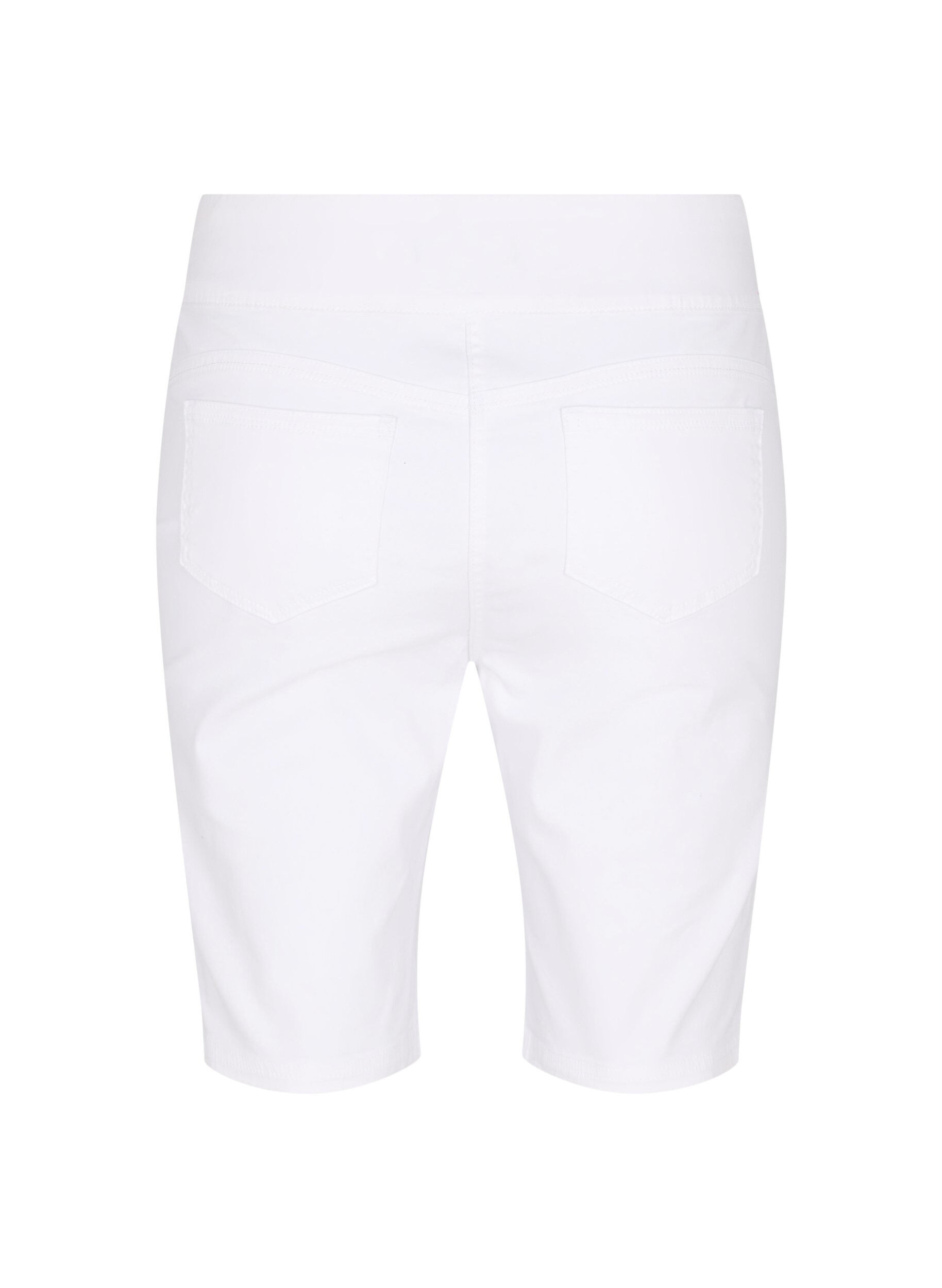 Zizzi T&aelig;tsiddende shorts med baglommer, White, Packshot image number 1