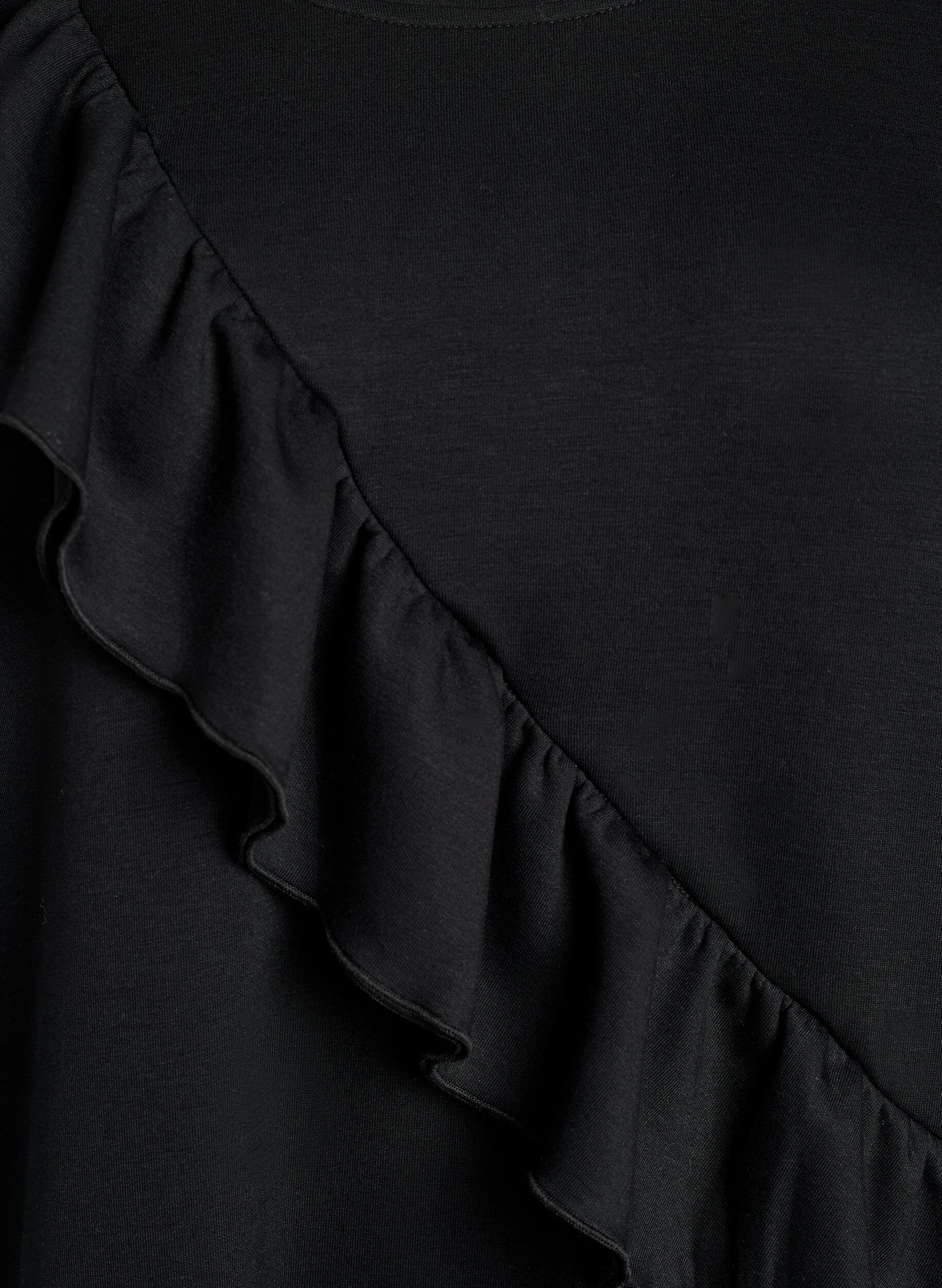 ZizziJerseybluse med diagonal fl&aelig;sedetalje, Sort, Packshot image number 2
