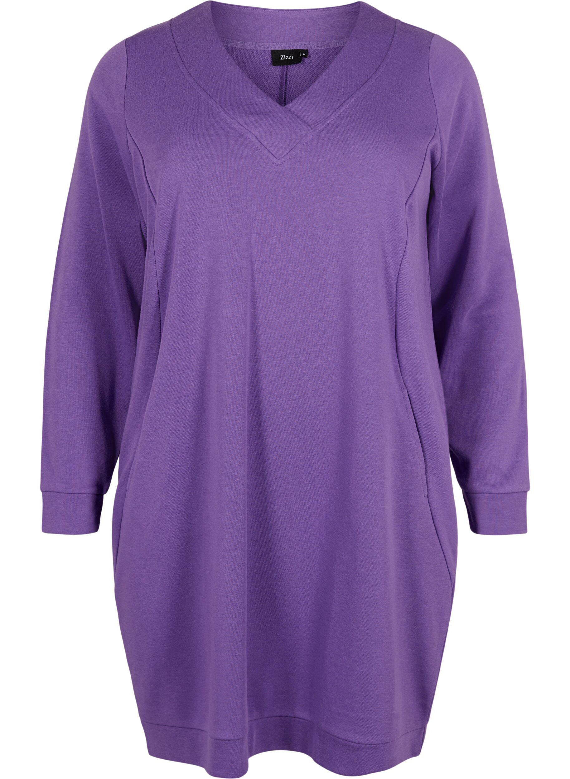 Zizzi Sweatkjole med v-hals, Deep Lavender, Packshot image number 0