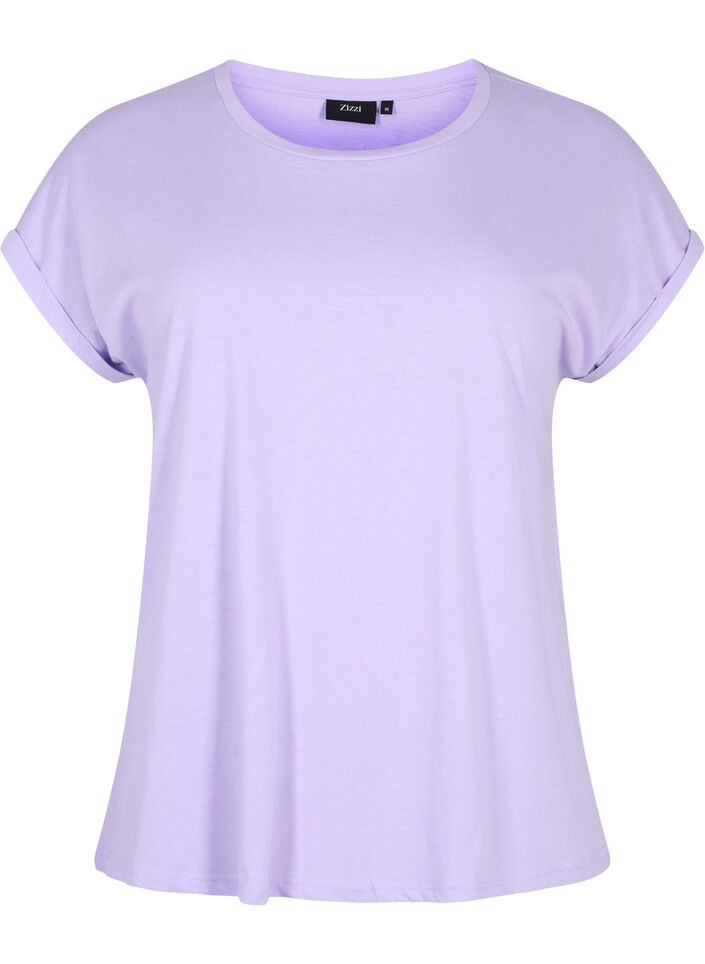 Kort&aelig;rmet t-shirt i bomuldsblanding, Lilla, Packshot image number 0