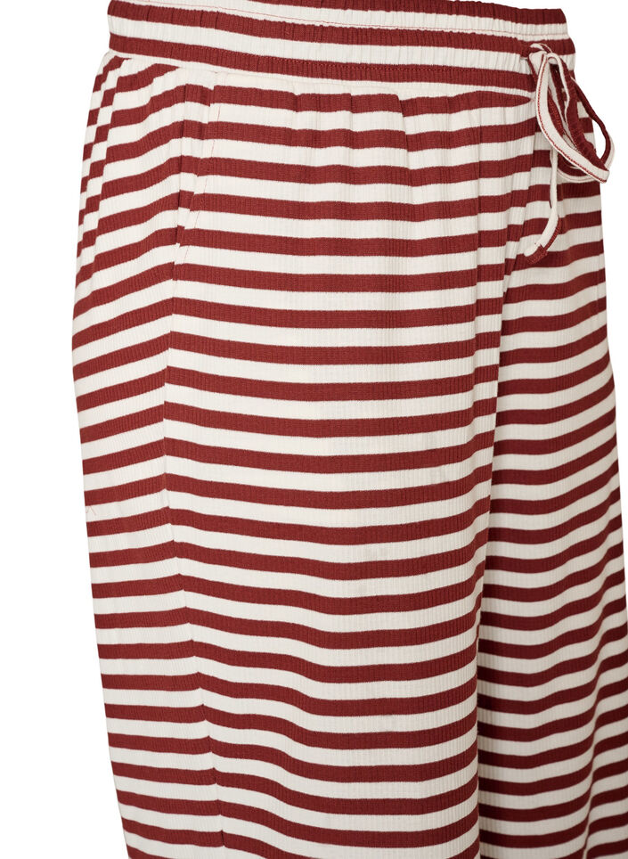 Stribede natbukser med h&oslash;j talje og brede ben, R&oslash;d, Packshot image number 2