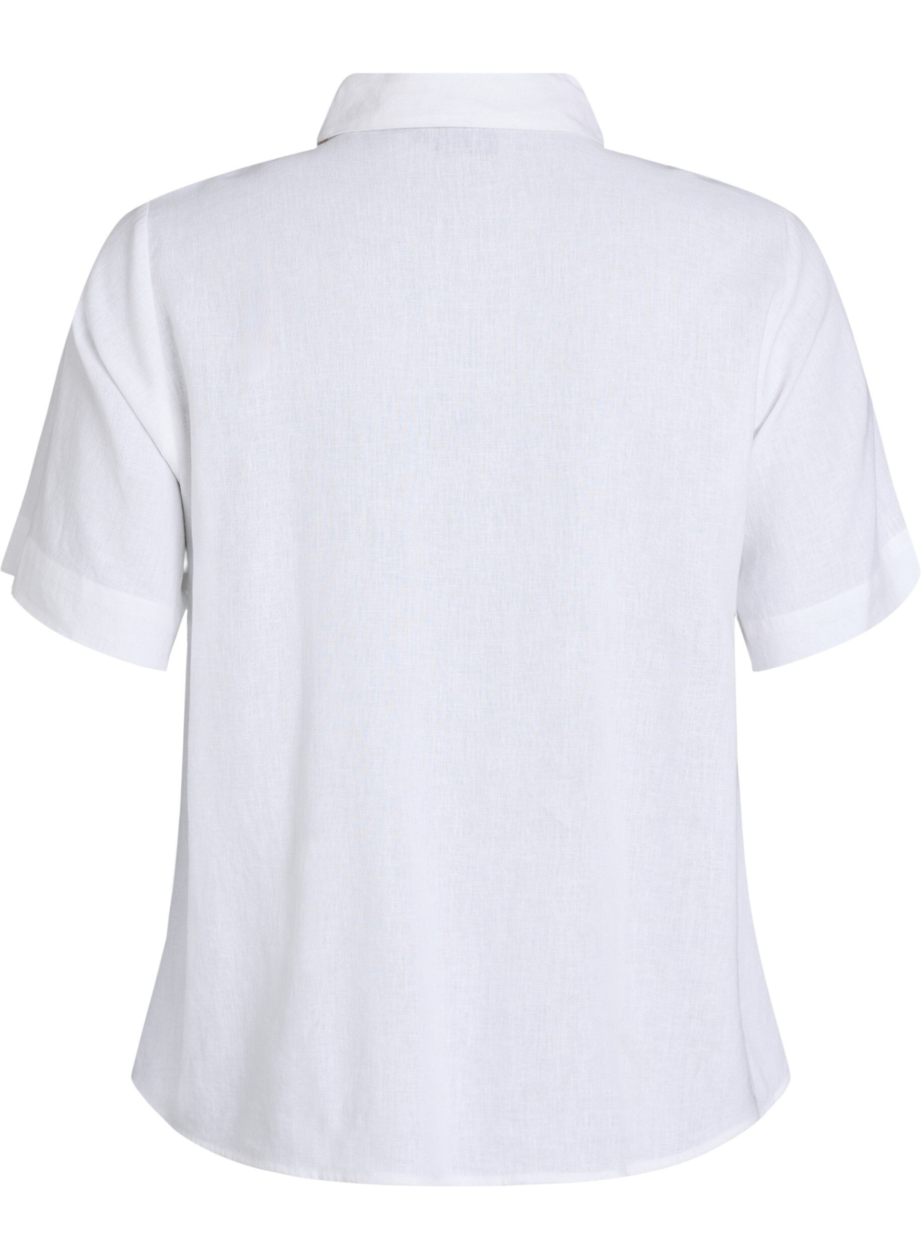 Zizzi Kort&aelig;rmet skjorte i h&oslash;r og viskose, Hvid, Packshot image number 1
