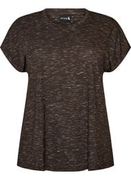 L&oslash;s tr&aelig;nings t-shirt med korte &aelig;rmer, Brun