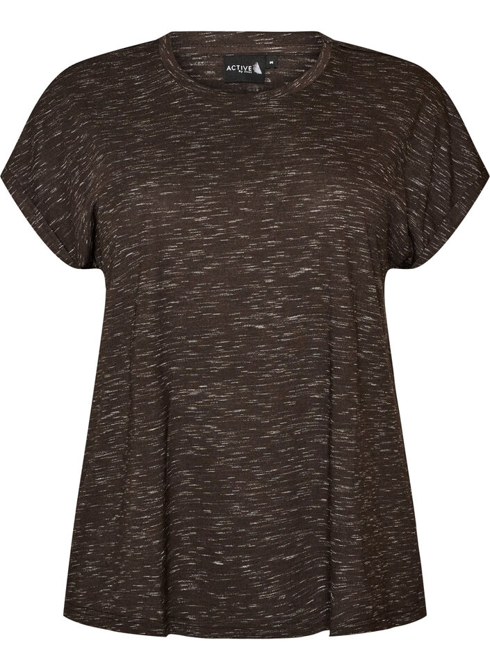 L&oslash;s tr&aelig;nings t-shirt med korte &aelig;rmer, Brun, Packshot image number 0