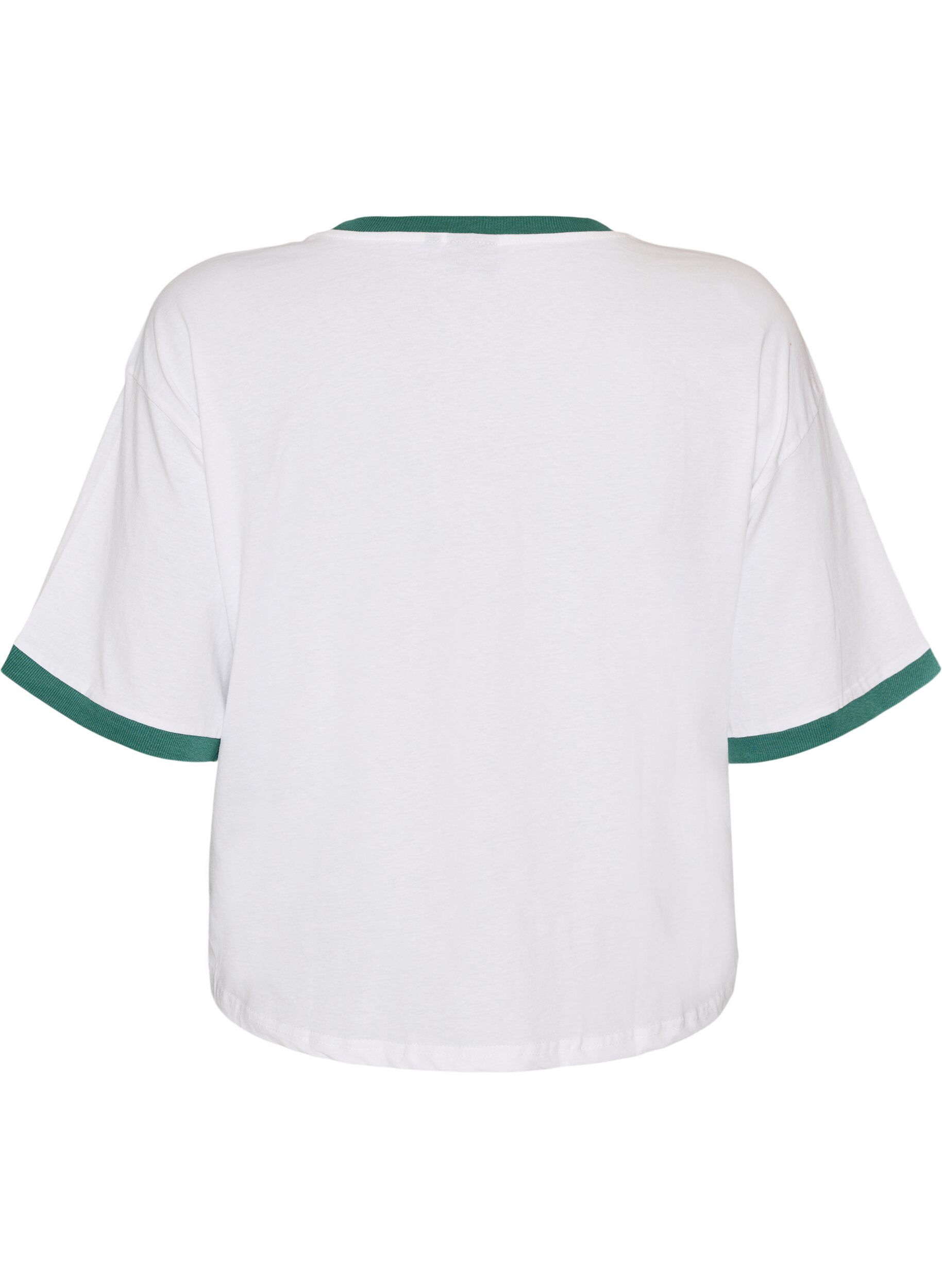 ZizziT-shirt i bomuld med tekstmotiv og boxy fit, Hvid, Packshot image number 1