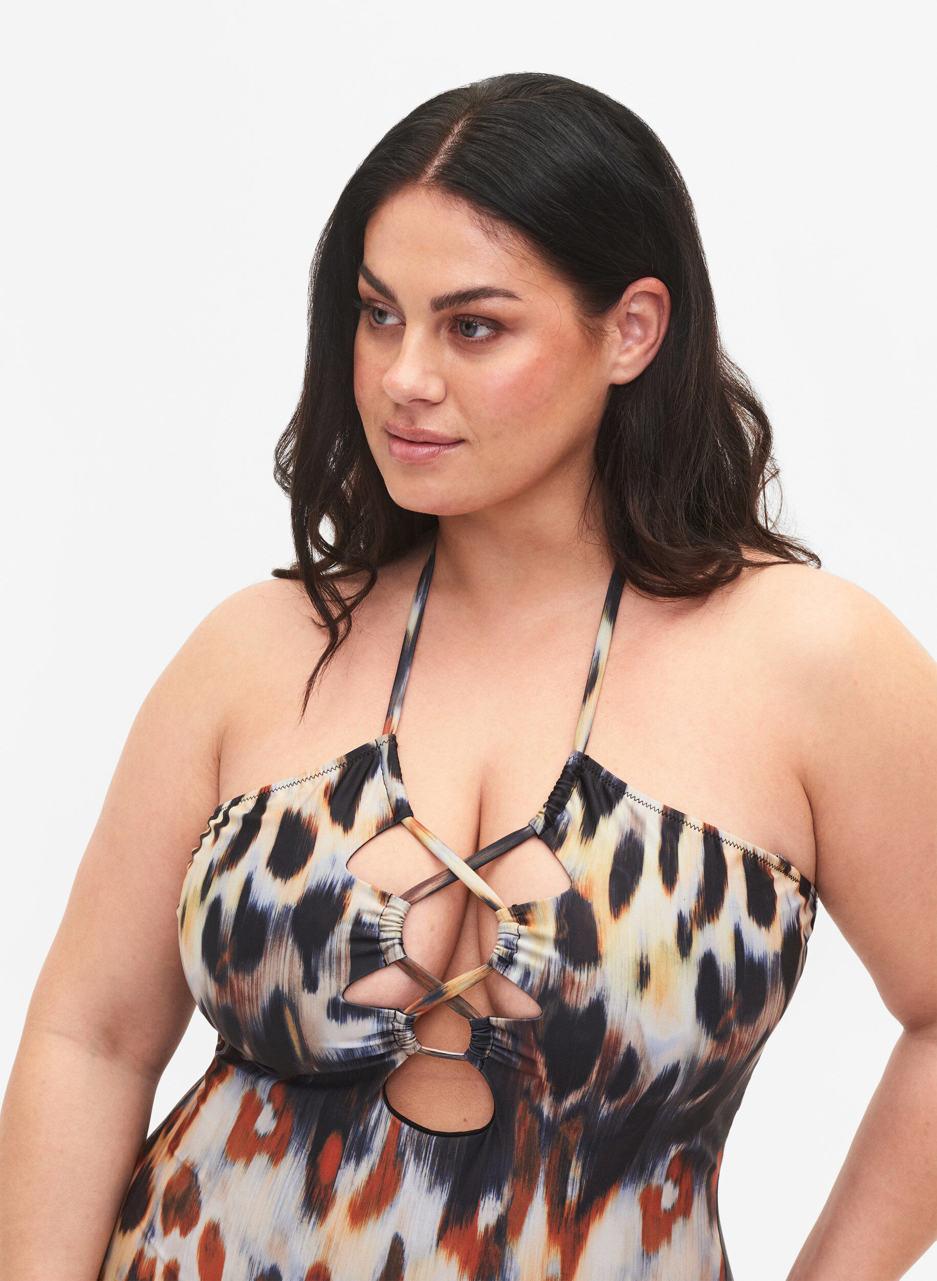 ZizziPrintet badedragt med aftagelige stropper, Abstract Leopard, Model image number 1