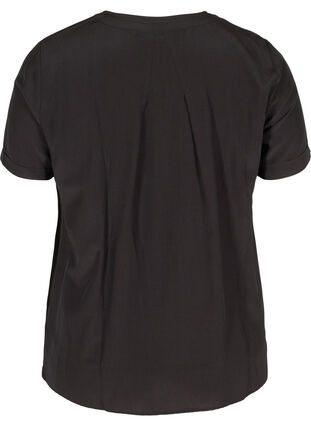 Kortærmet skjorte med rund halsudskæring, Black, Packshot image number 1