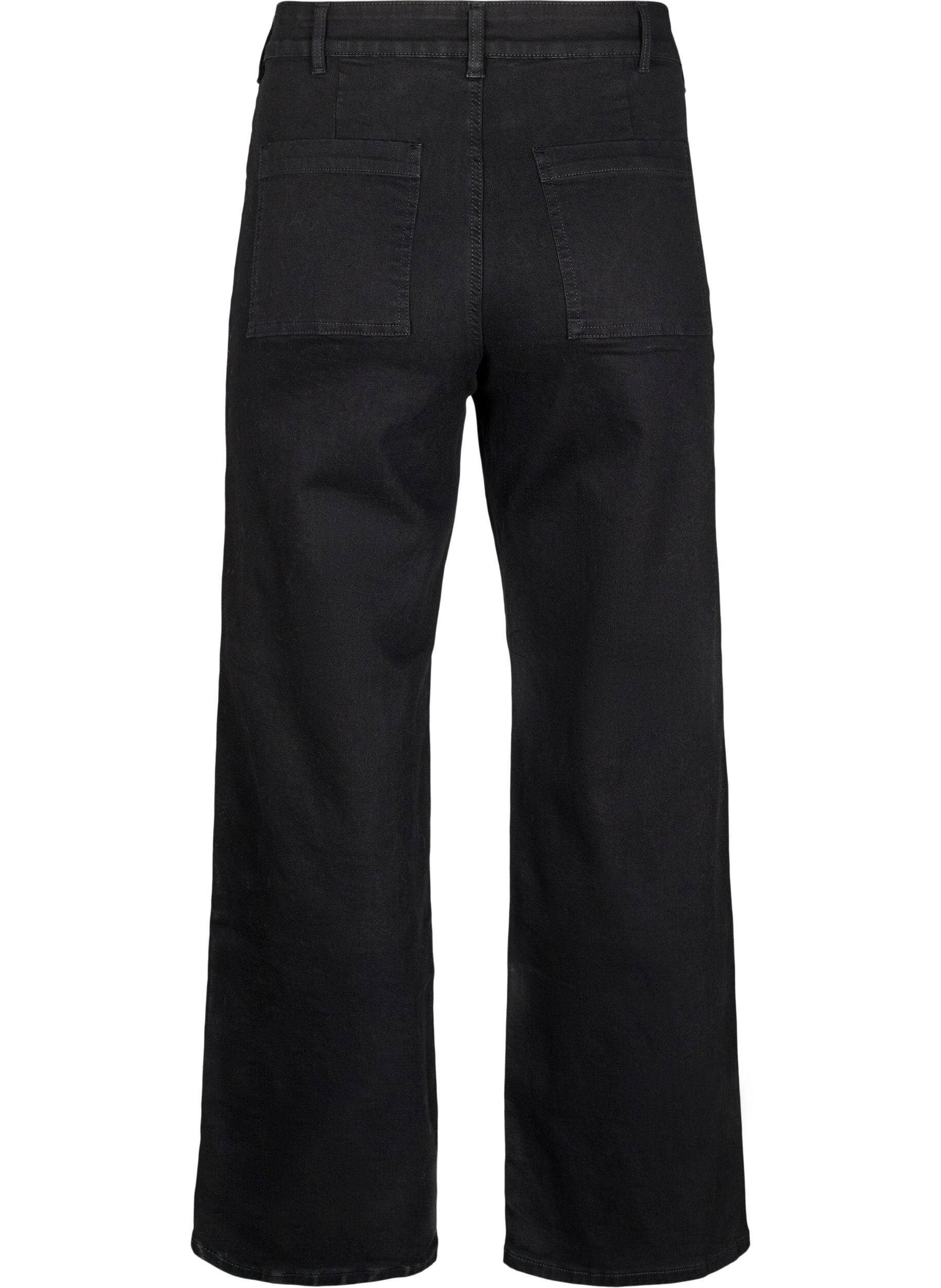 ZizziH&oslash;jtaljede jeans med vide ben, Sort, Packshot image number 1