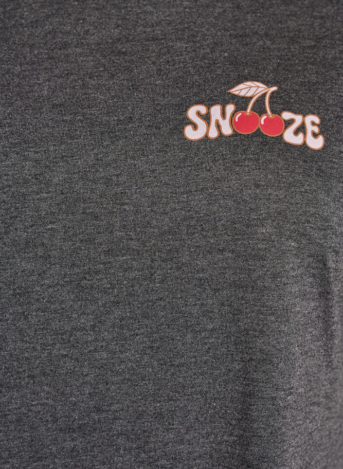 Kort&aelig;rmet natkjole med tekstprint, Sort, Packshot image number 2