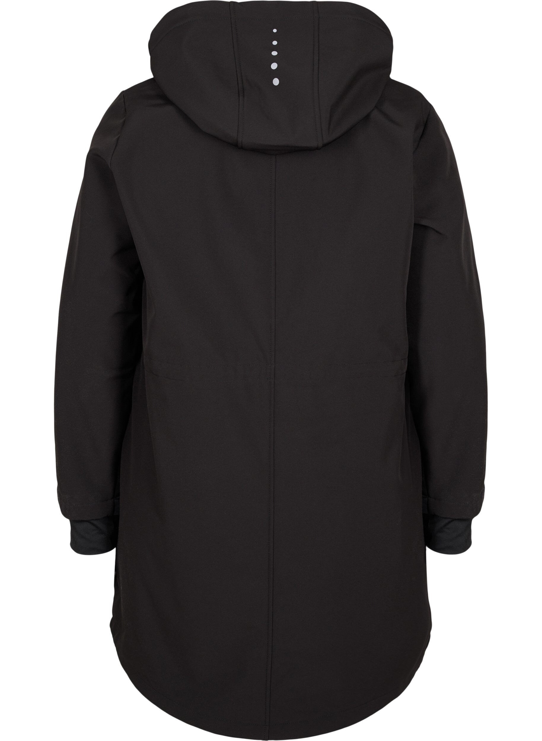 Zizzi Softshell jakke med tilh&oslash;rende fleecevest, Black Solid, Packshot image number 1