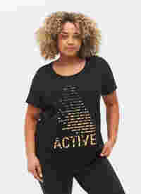 Trænings t-shirt med print, Black gold foil logo, Model