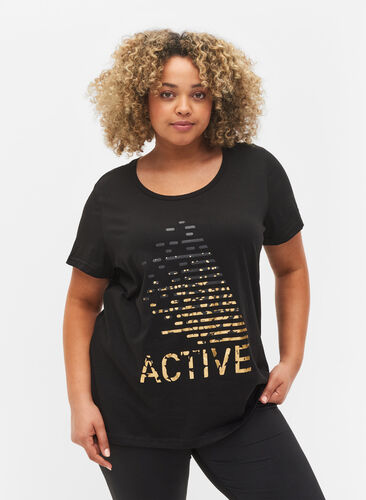 Trænings t-shirt med print, Black gold foil logo, Model image number 0