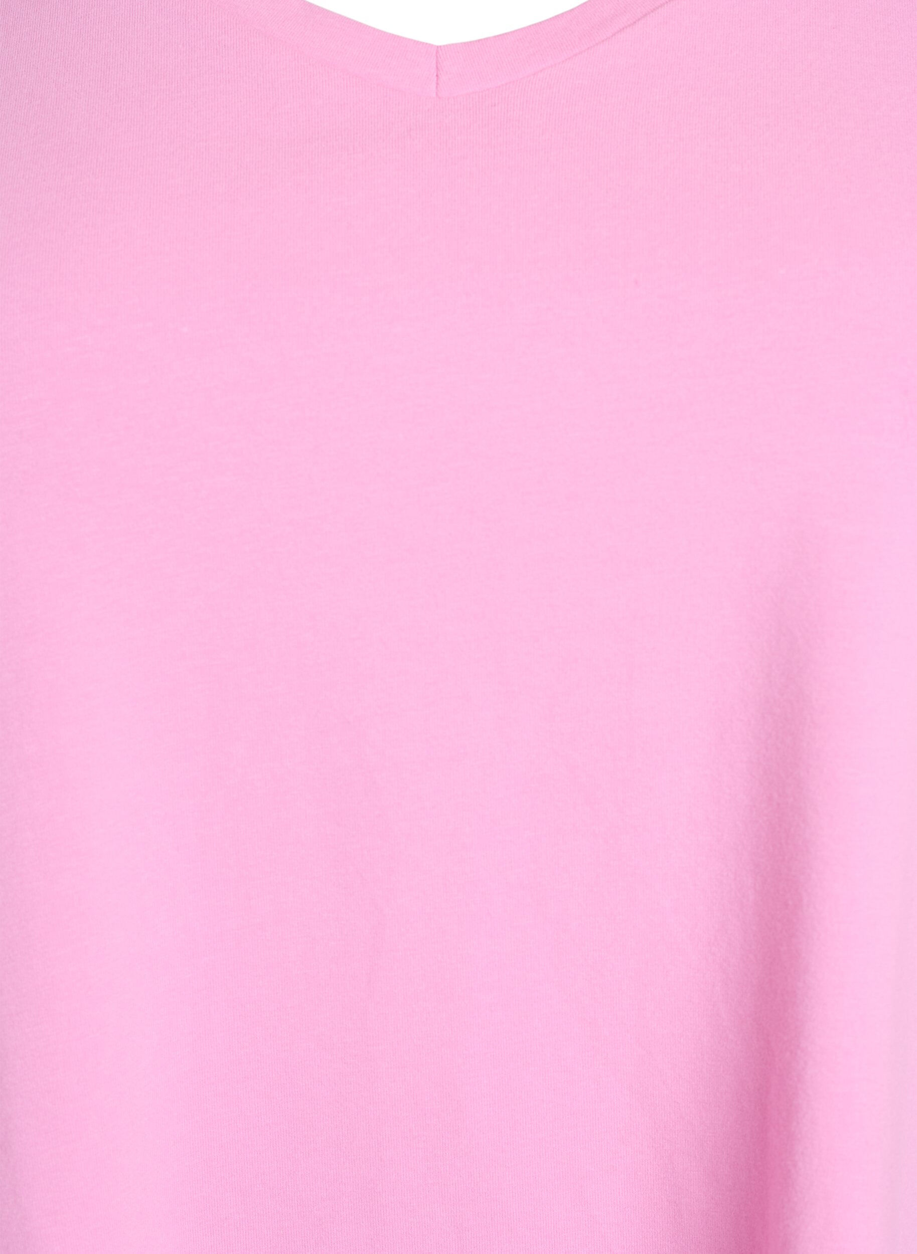 ZizziEnsfarvet basis t-shirt i bomuld, Lyser&oslash;d, Packshot image number 2