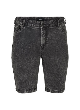 Denim shorts med høj talje, Grey Denim, Packshot image number 0