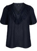 Bluse med korte ærmer og prikket struktur, Night Sky, Packshot image number 0