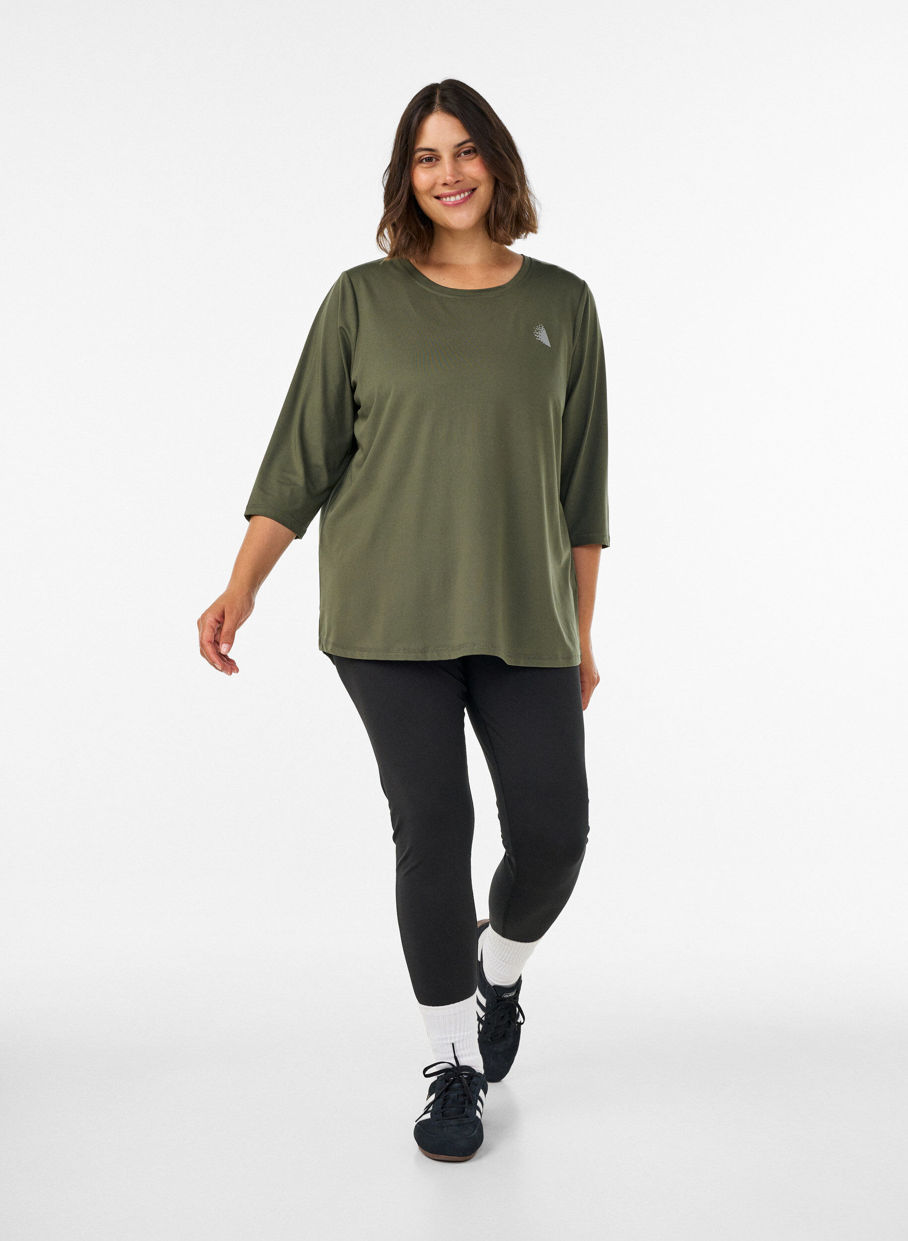 ZizziTr&aelig;ningsbluse med 3/4 &aelig;rmer, Gr&oslash;n, Model image number 1