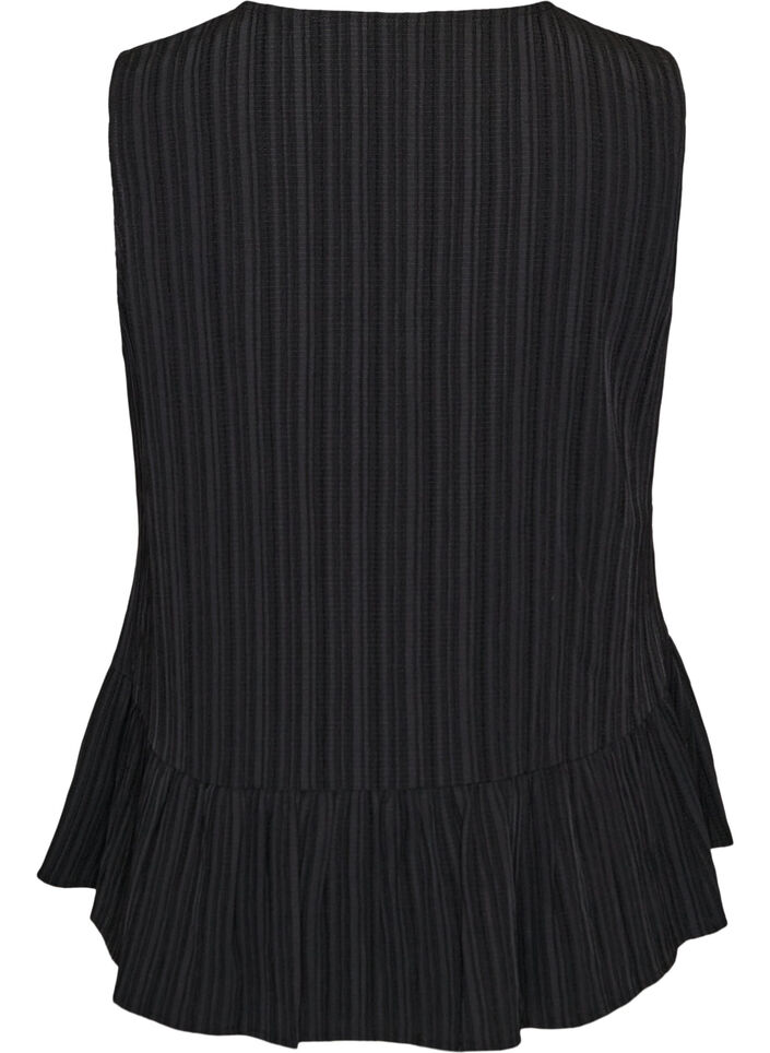 &AElig;rmel&oslash;s bluse med struktur og sl&oslash;jfelukning, Sort, Packshot image number 1