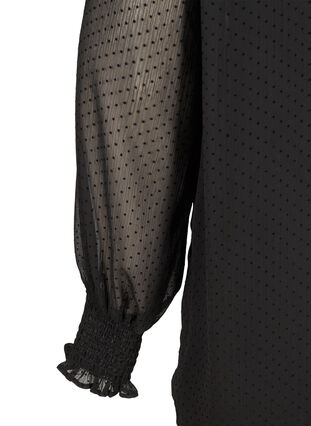 Højhalset bluse med smock- og flæsedetaljer, Black, Packshot image number 3