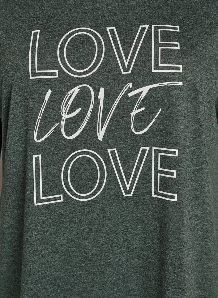 Kort&aelig;rmet natkjole med tekstprint, Gr&oslash;n, Packshot image number 2