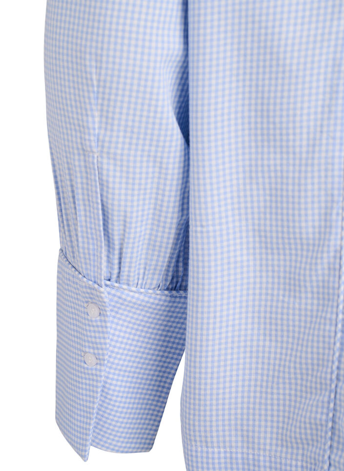 A-formet bluse med tern, Blå, Packshot image number 3