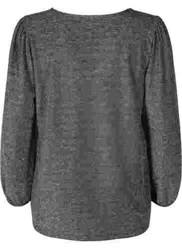 Bluse med glimmer og lange ærmer, Black Silver, Packshot image number 1
