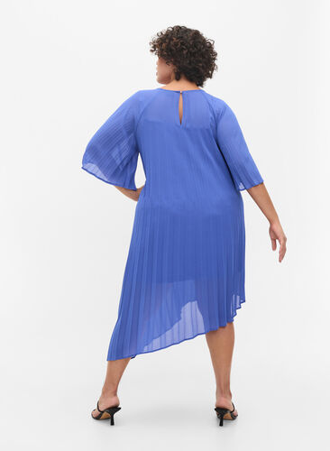 Kjole med 2/4 ærmer og a-shape, Dazzling Blue, Model image number 1