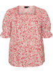 Bluse i bomuld med firkantet udsk&aelig;ring, R&oslash;d, Packshot image number 0
