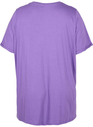 Ensfarvet oversize t-shirt med v-hals, Deep Lavender, Packshot image number 1