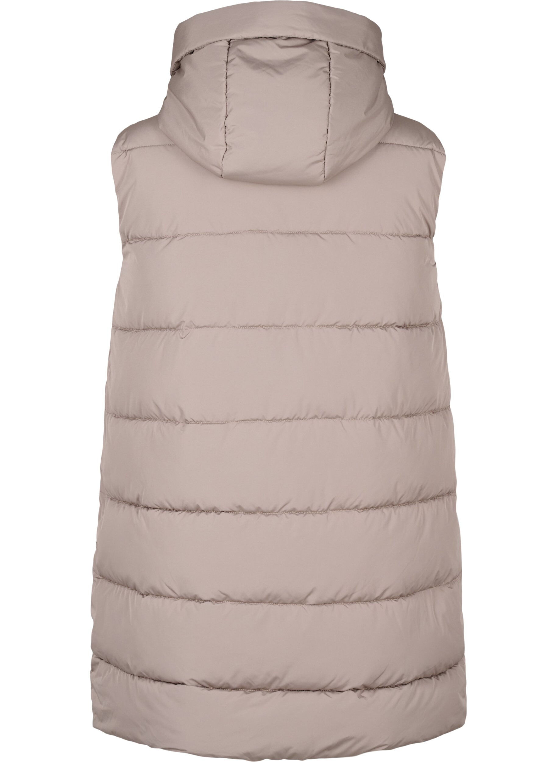 Zizzi Lang vest med h&aelig;tte og lommer , Beige, Packshot image number 1